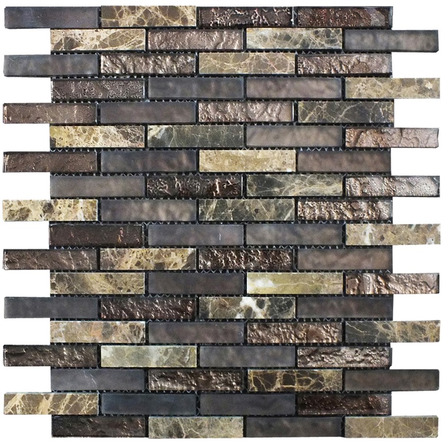 NB19174 LINEAR GLASS MOSAIC EMPERADOR 300X300 SHEET (STICK)