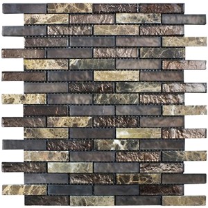 NB19174 LINEAR GLASS MOSAIC EMPERADOR 300X300 SHEET (STICK)