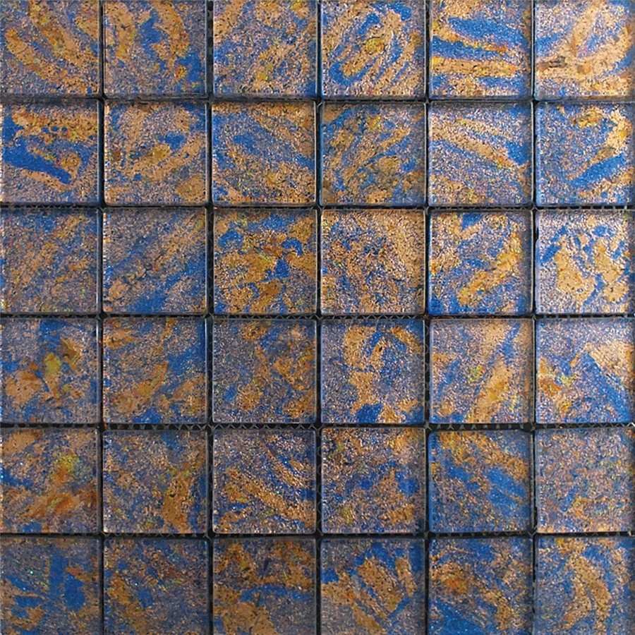 NB19180 JEWEL GLASS MOSAIC BLUE/COPPER 300X300 SHEET