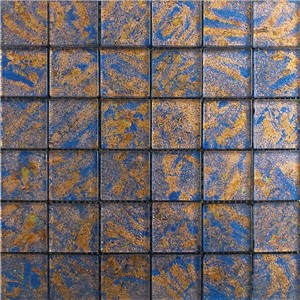 NB19180 JEWEL GLASS MOSAIC BLUE/COPPER 300X300 SHEET