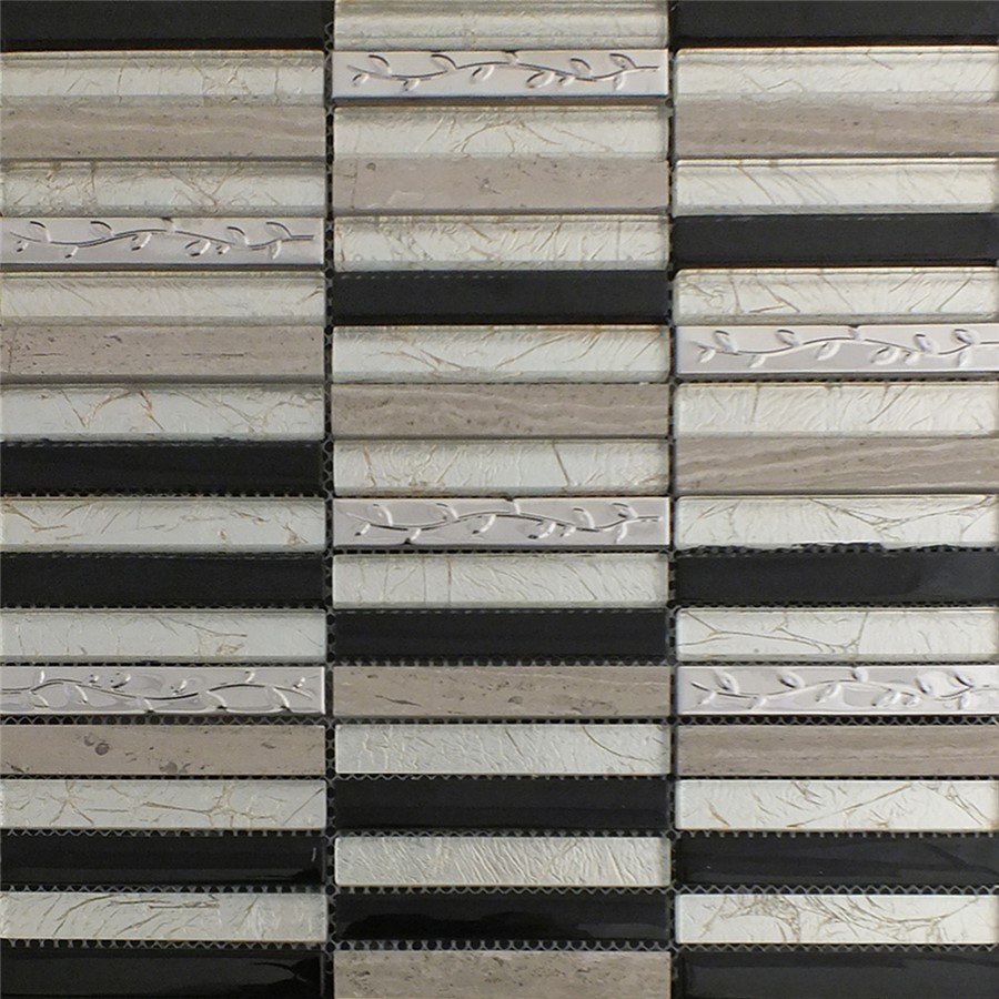 NB19194 FIORE MIXED STONE AND GLASS MOSAIC 30X30CM SHEET