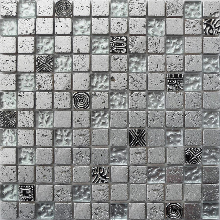 NB1131 CAMDEN SILVER MIXED MOSAIC SHEET 295X295