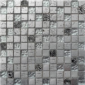 NB1131 CAMDEN SILVER MIXED MOSAIC SHEET 295X295