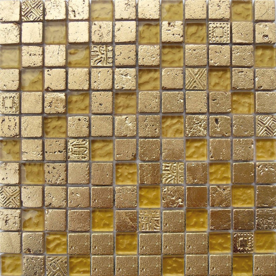 NB1132 CAMDEN GOLD MIXED MOSAIC SHEET 295X295