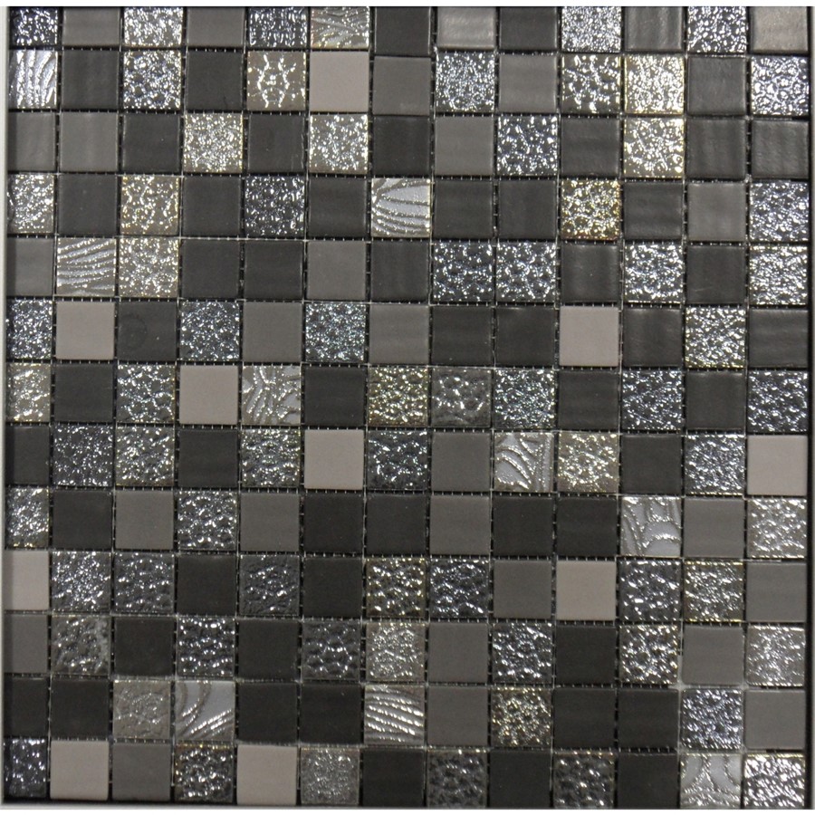 NB19866 GLAMOUR BLACK/MIRROR TEXTURE MOSAIC SHEET 333X333