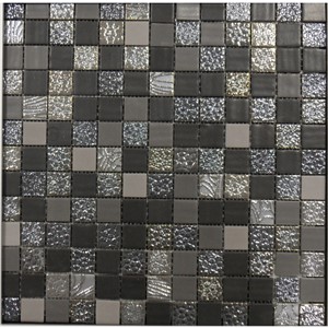 NB19866 GLAMOUR BLACK/MIRROR TEXTURE MOSAIC SHEET 333X333