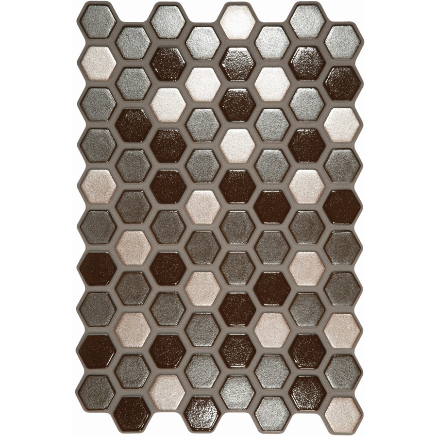 NB19945 HEXAGON INTERLOCKING MOSAIC BROWN 200X300